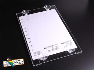 papierhouder, omgezet kunststof, glashelder plexiglas, met zuignap